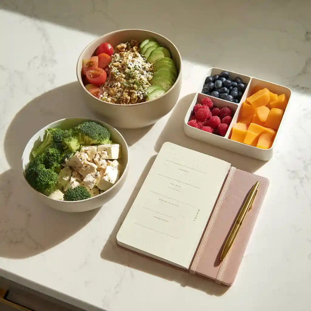 Three P’s of eating healthy – plan, portion, practice visual
