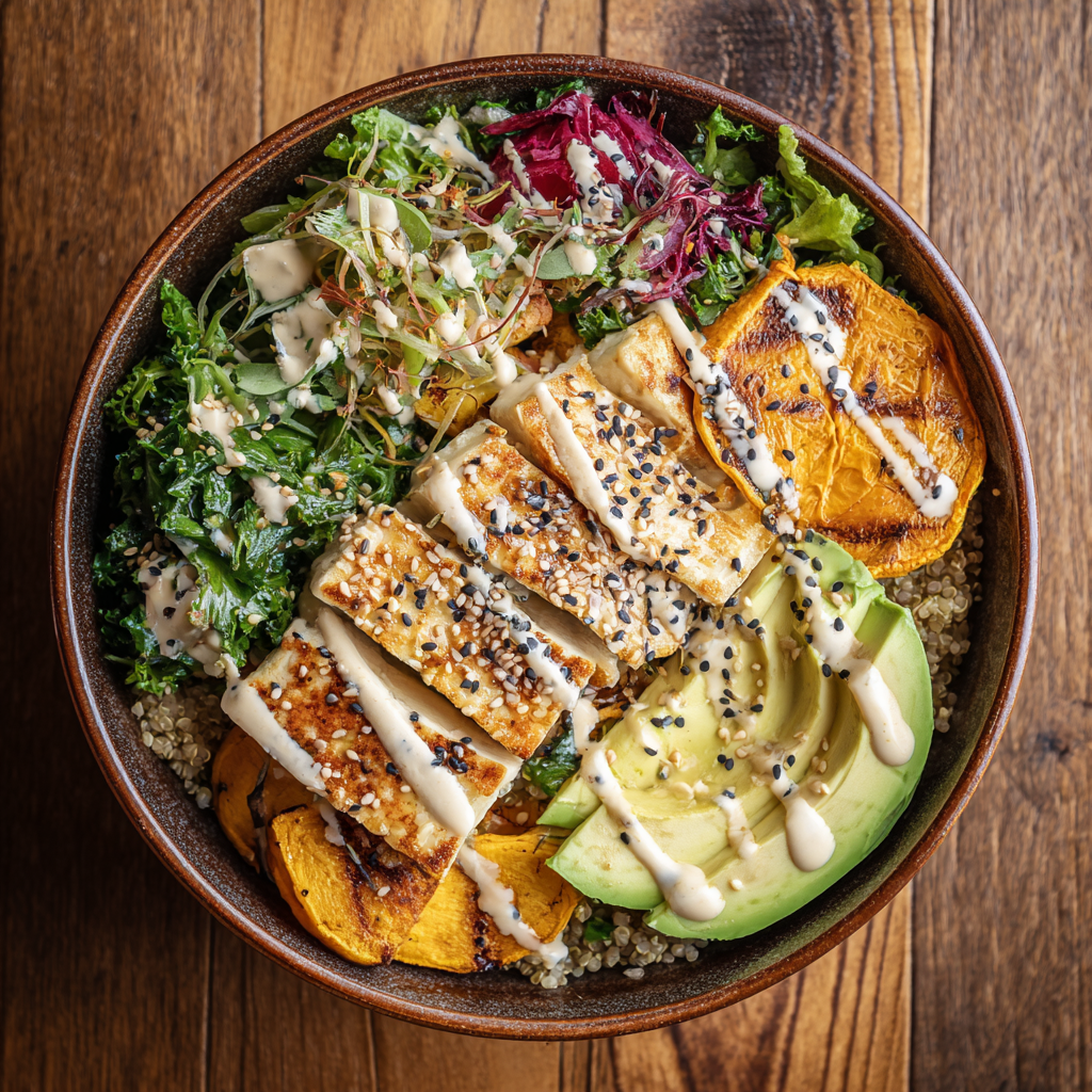 Balanced plant-based meal in a bowl ( Healthy Mukbangs )