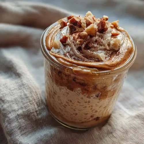 cinnamon roll overnight oats in glass jar