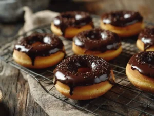 Low calorie protein donut recipe with soft chocolate glaze