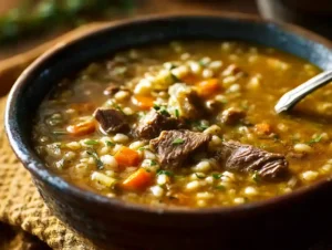 Beef Barley Soup with Prime Rib