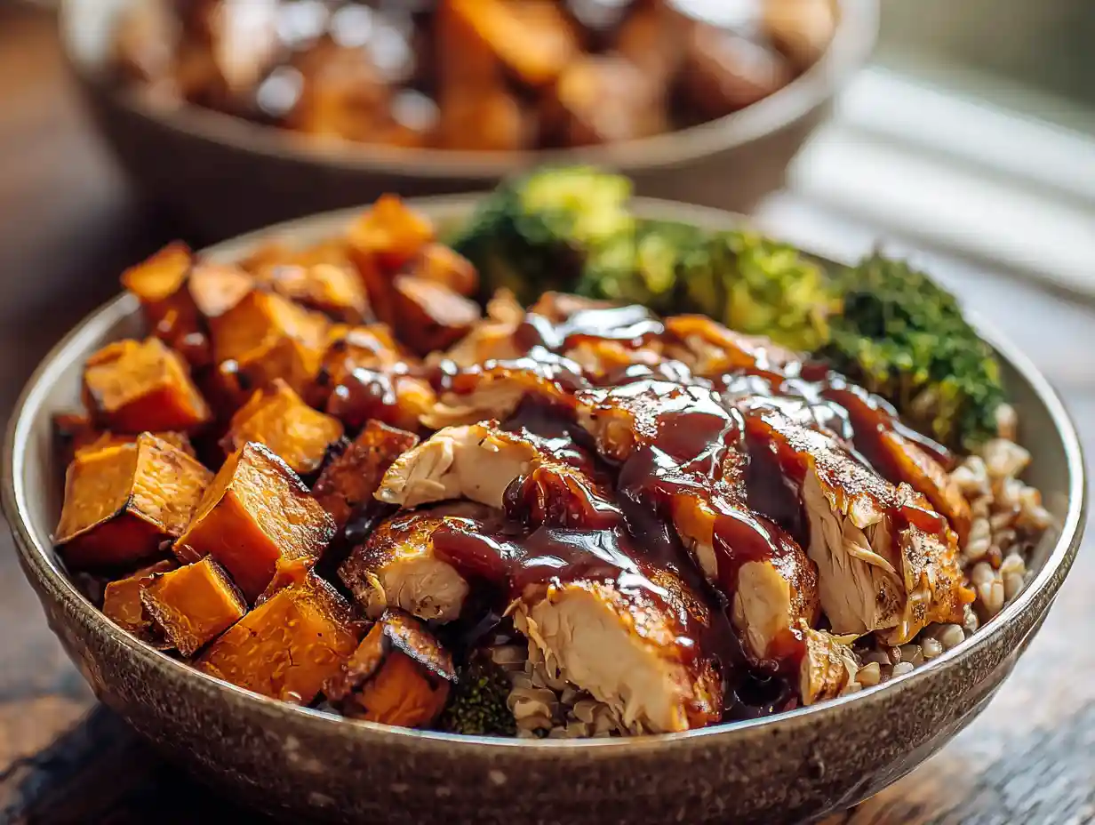 BBQ Chicken & Roasted Sweet Potato Bowls