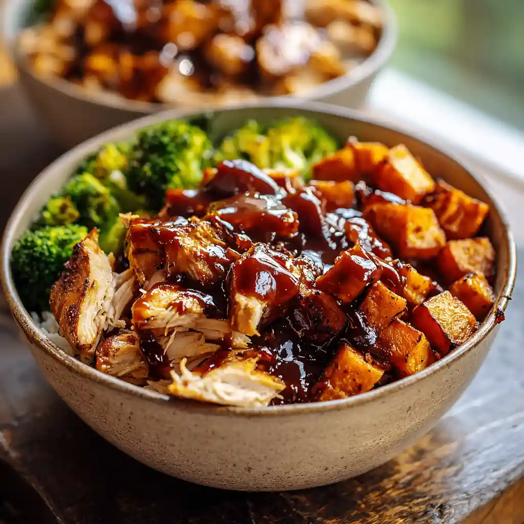 BBQ Chicken & Roasted Sweet Potato Bowls