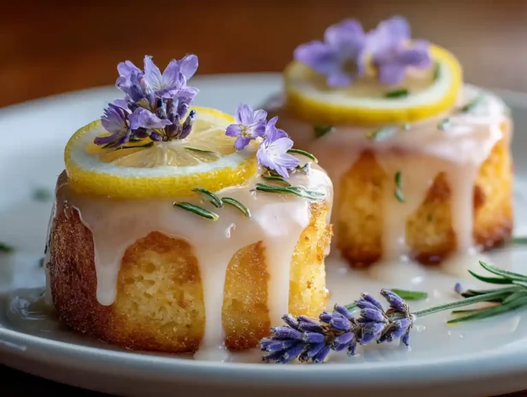 Mini Lemon Cakes With Lavender Glaze